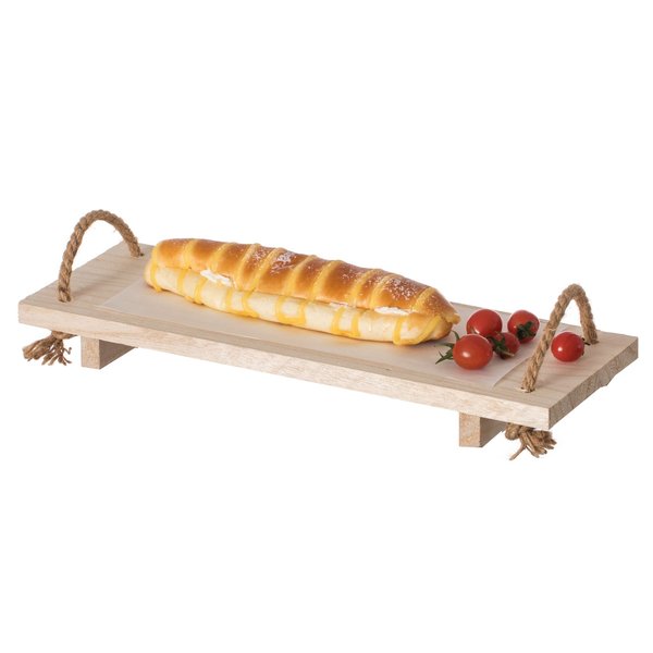 Vintiquewise Decorative Natural Wood Rectangular Tray Serving Board with Rope Handles QI004384